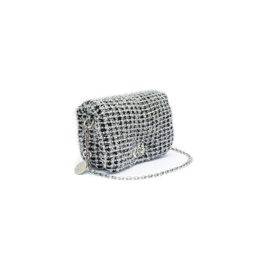 BOLSA PUFFER TWEED PEQUENA LUREX PRATA