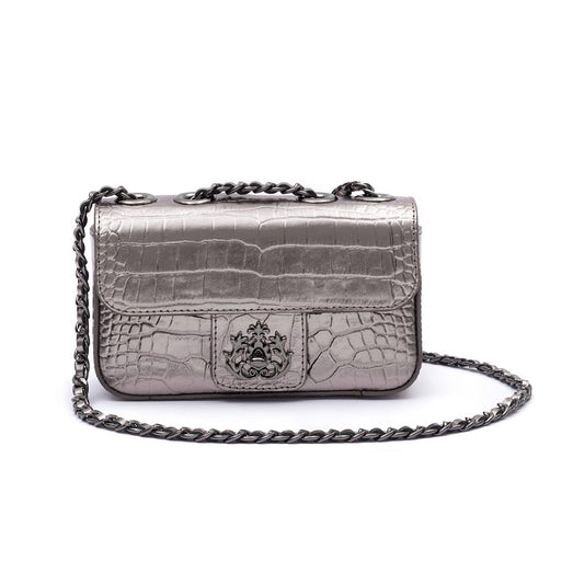 BOLSA BAGUETE ANNE MINI COURO CROCO ROXY ONIX