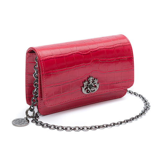 BOLSA CARTEIRA FOREVERE PEQUENA COURO MAXI CROCO VERMELHO