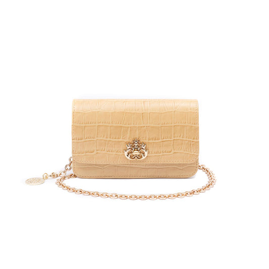 BOLSA CARTEIRA FOREVER PEQUENA COURO MAXI CROCO CITRINO