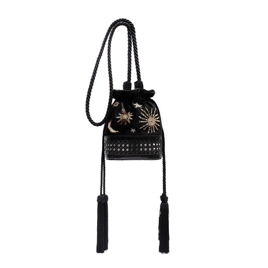 BOLSA BUCKET MÉDIA VELUDO COSMIC