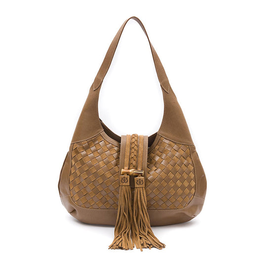 BOLSA HOBO TRESSÊ GRANDE CAMURÇA CAVIAR AVELÃ