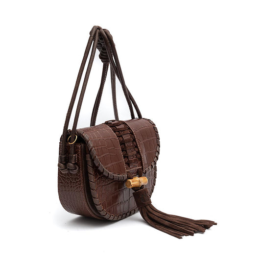 BOLSA BOX ZAIRA PEQUENA NEW CROCO BROWNIE