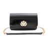 BOLSA CARTEIRA FOREVER IN LOVE COURO GLOSS PRETO COM FECHO CRISTAL/ OURO