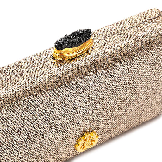 BOLSA CLUTCH EVA PEQUENA FECHO CRISTAL BRONZE