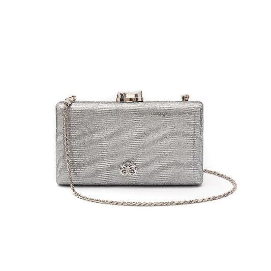BOLSA CLUTCH EVA PEQUENA FECHO CRISTAL PRATA