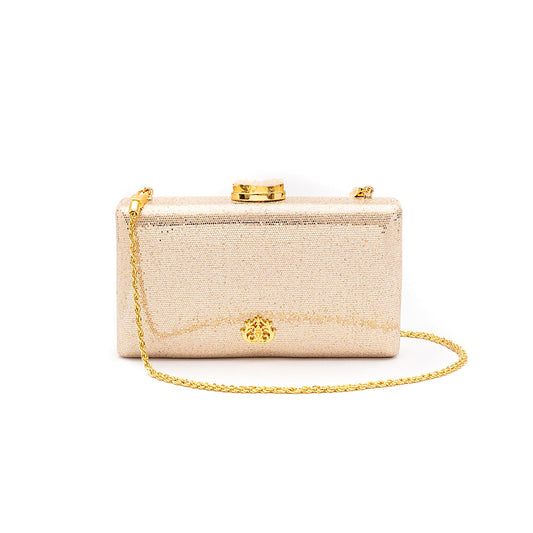 BOLSA CLUTCH EVA PEQUENA FECHO CRISTAL OURO