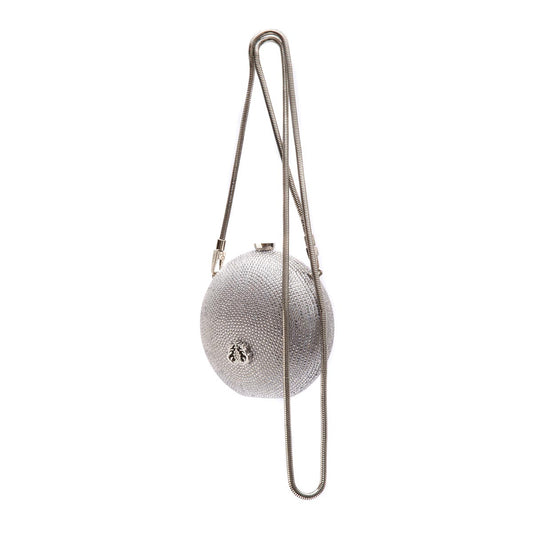 BOLSA CLUTCH MINI ESFERA CRISTAIS PRATA