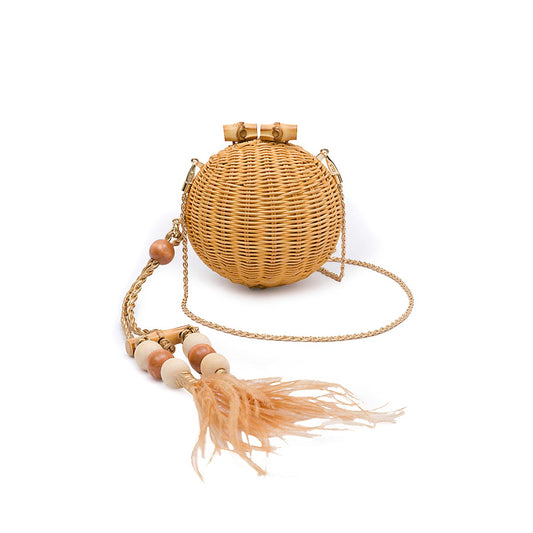 BOLSA CLUTCH ESFERA MINI RATAN NATURAL