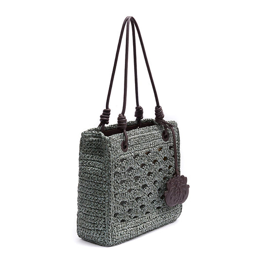 BOLSA TOTE MONOGRAMA MAXI RÁFIA-SOFT EXPRESSO/RAFIA JADE