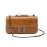 BOLSA BAGUETE ANNE PEQUENA COURO CAIMAN MEL ONIX