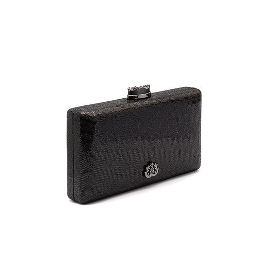 BOLSA CLUTCH EVA PEQUENA FECHO CRISTAL PRETO
