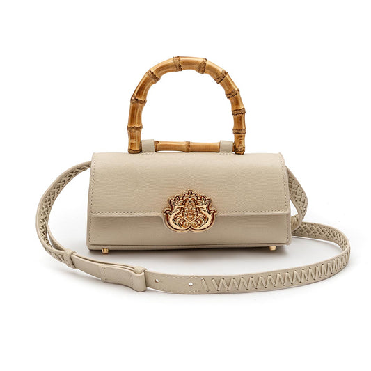 BOLSA TOP HANDLE EAST WEST PEQUENA COURO CAVIAR CHANTILLY