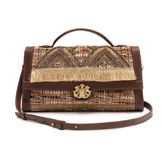 BOLSA TOP HANDLE PEQUENA TAPECARIA BORDADA