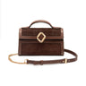 BOLSA TOPHANDLE AURORA PEQUENA COURO CAFÉ BROWNIE