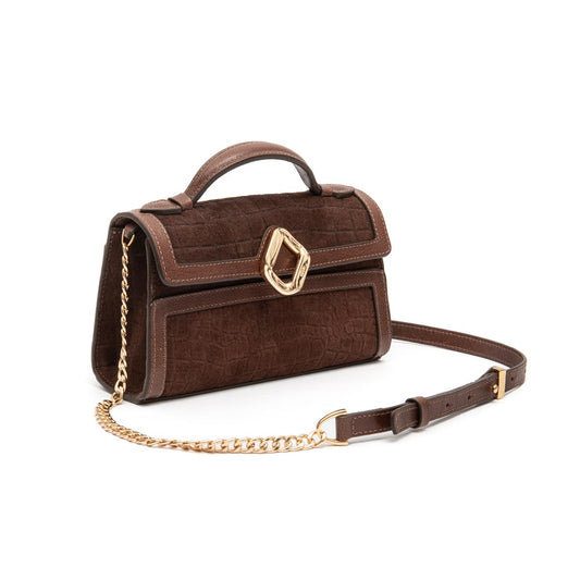 BOLSA TOPHANDLE AURORA PEQUENA COURO CAFÉ BROWNIE