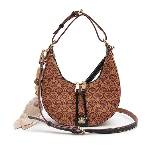 BOLSA HOBO SIREN MÉDIA MONOGRAMA CANVAS CARAMELO