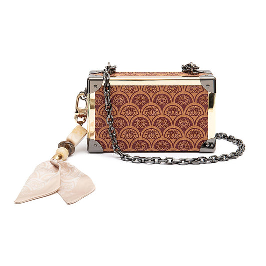 BOLSA CLUTCH TRUNK SIRENA PEQUENA MONOGRAMA CANVAS CARAMELO
