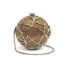 BOLSA CLUTCH ESFERA PEQUENA DE CRISTAIS COM OURO
