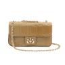 BOLSA BAGUETE ANNE PEQUENA COURO CAIMAN AZEITE OURO