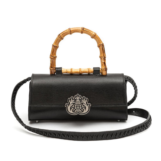 BOLSA TOP HANDLE EAST WEST PEQUENA COURO CAVIAR PRETO