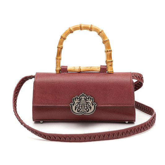 BOLSA TOP HANDLE EAST WEST PEQUENA COURO CAVIAR CHERRY