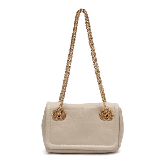 BOLSA FLAP PETRA PEQUENA COURO MARSHMALLOW
