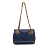 BOLSA FLAP PETRA PEQUENA COURO COBALTO