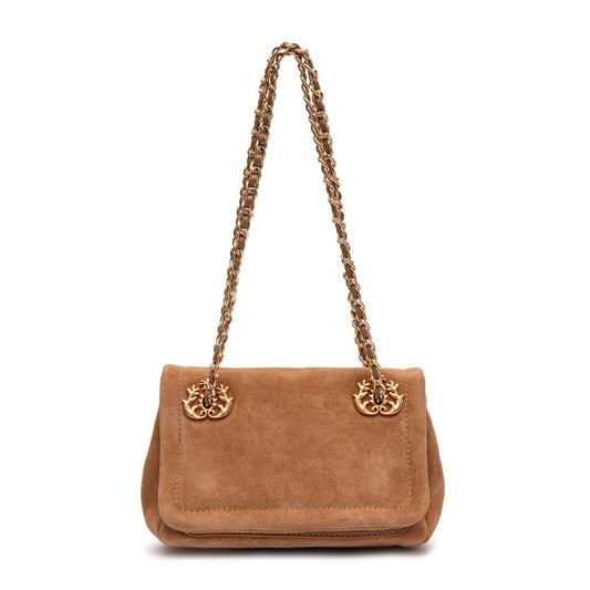 BOLSA FLAP PETRA PEQUENA COURO AMENDOA