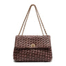 BOLSA FLAP TRESSÊ HELEN MÉDIA COURO E RÁFIA PINHÃO