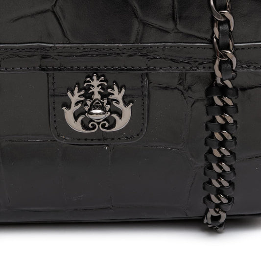 BOLSA FLAP SIENNA MÉDIA COURO PRETA