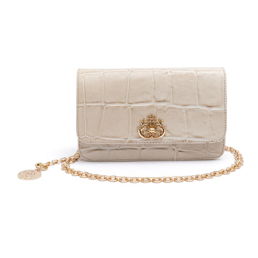 BOLSA CARTEIRA FOREVER PEQUENA COURO CAIMAN MARSHMALLOW