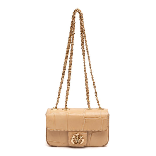 BOLSA BAGUETE ANNE MINI COURO MACADÂMIA