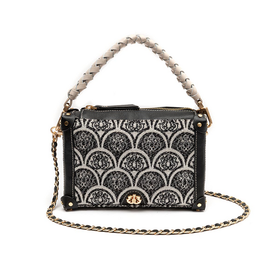BOLSA TRUNK SIRENA PEQUENA JACQUARD PRETO