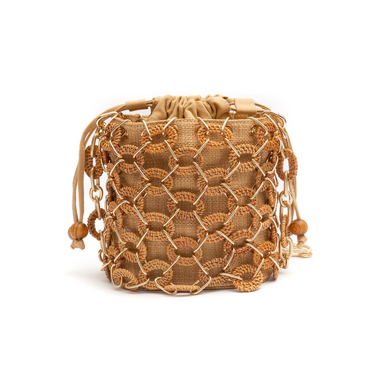 BOLSA BUCKET LARA PEQUENA RATTAN NATURAL