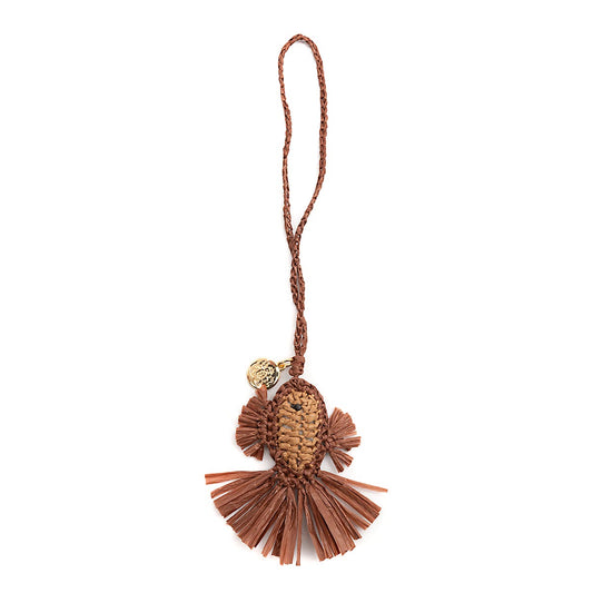 BAG CHARM CROCHÊ RÁFIA SEA ELEMENTS PEIXE CACAU