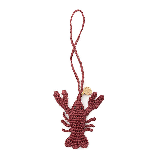 BAG CHARM CROCHÊ RÁFIA SEA ELEMENTS LAGOSTA BURGUNDY