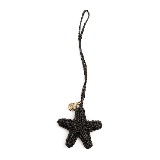 BAG CHARM CROCHÊ RÁFIA SEA ELEMENTS ESTRELA PRETA