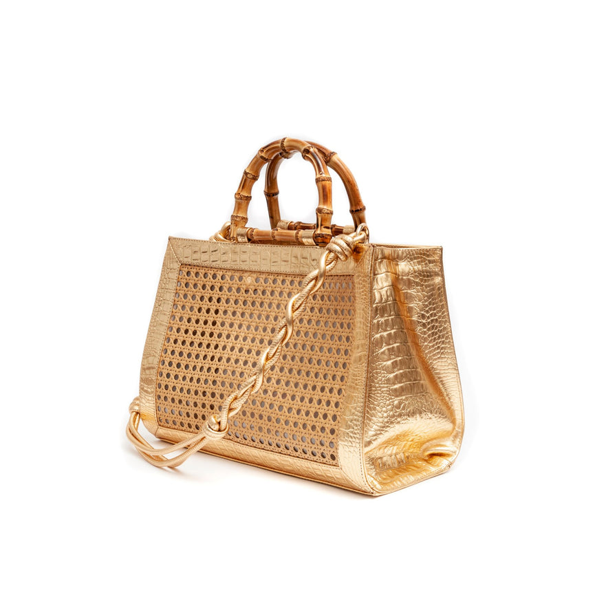 BOLSA DIANA MAXI EM COURO NATURAL E PALHA INDIANA  GOLD