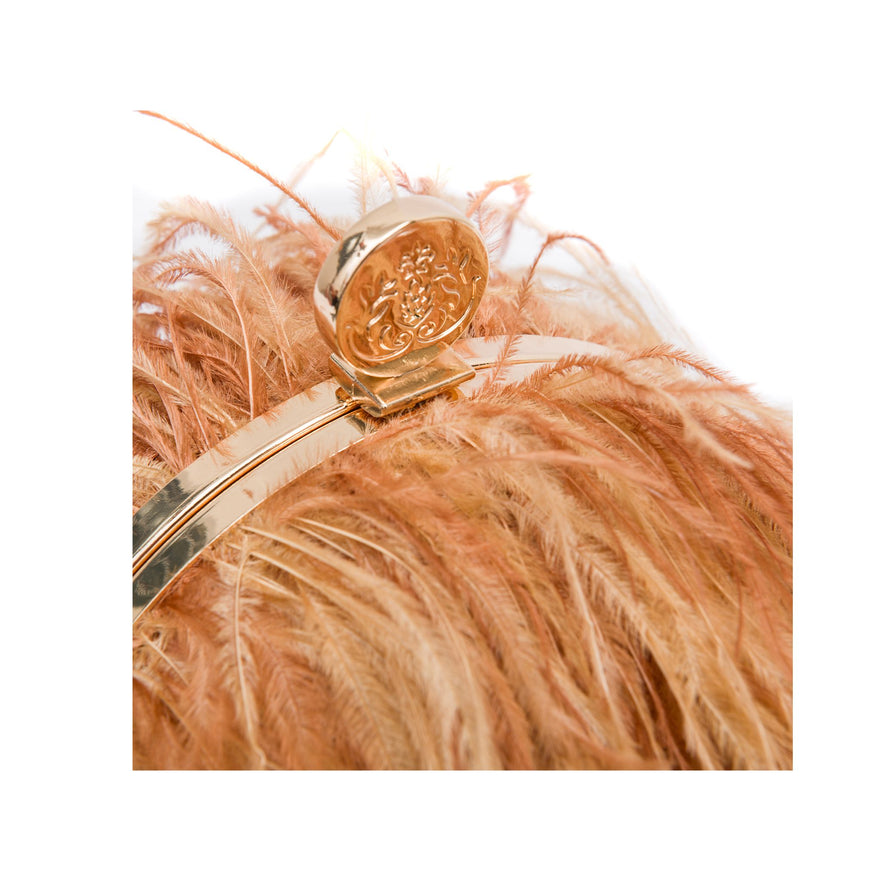 BOLSA  LILY PEQUENA EM PLUMAS OURO/BRONZE