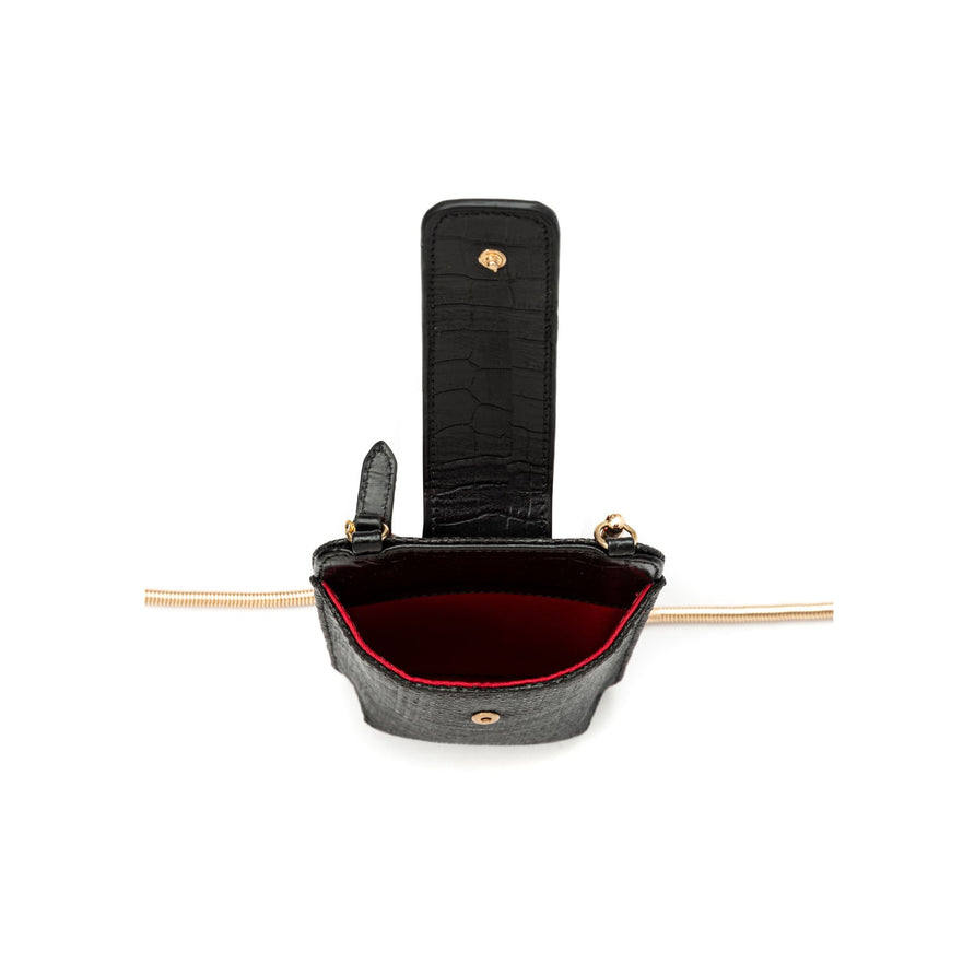 BOLSA PHONE POUCH TIRACOLO EM PALHA PRETO