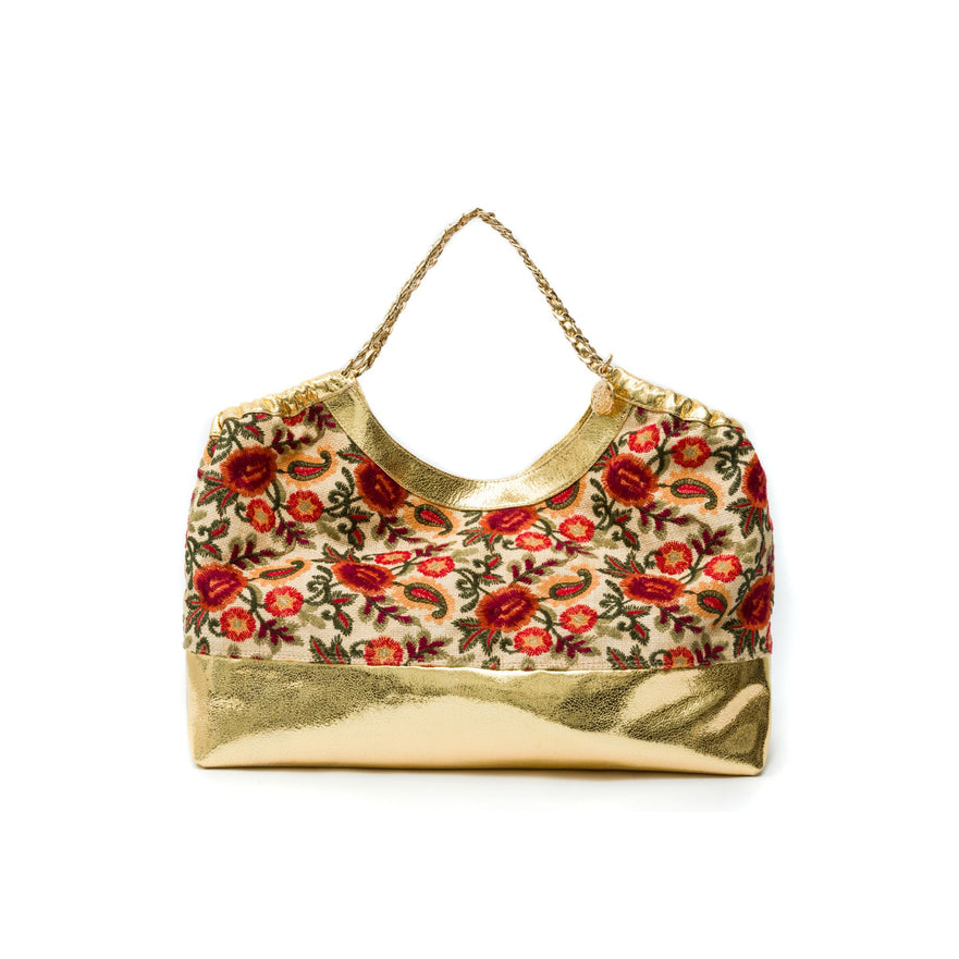 BOLSA SHOPPER DANNY GRANDE EM PALHA FIORI BORDADA