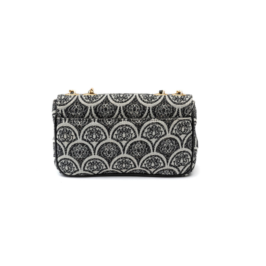 BOLSA BAGUETE SIRENA MÉDIA JACQUARD PRETO