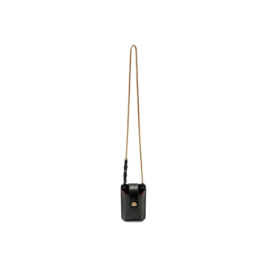 BOLSA PHONE POUCH TIRACOLO EM PALHA PRETO
