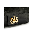 BOLSA BAGUETE ANNE PEQUENA COURO NEW CROCO PRETO OURO