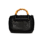 BOLSA DUNA PEQUENA EM CROCHÊ METALIZADO PRETO