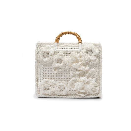 BOLSA TOTE FIORE HANDMADE  GRANDE RÁFIA BRANCA