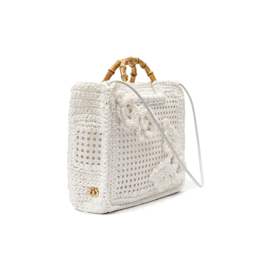 BOLSA TOTE FIORE HANDMADE  GRANDE RÁFIA BRANCA