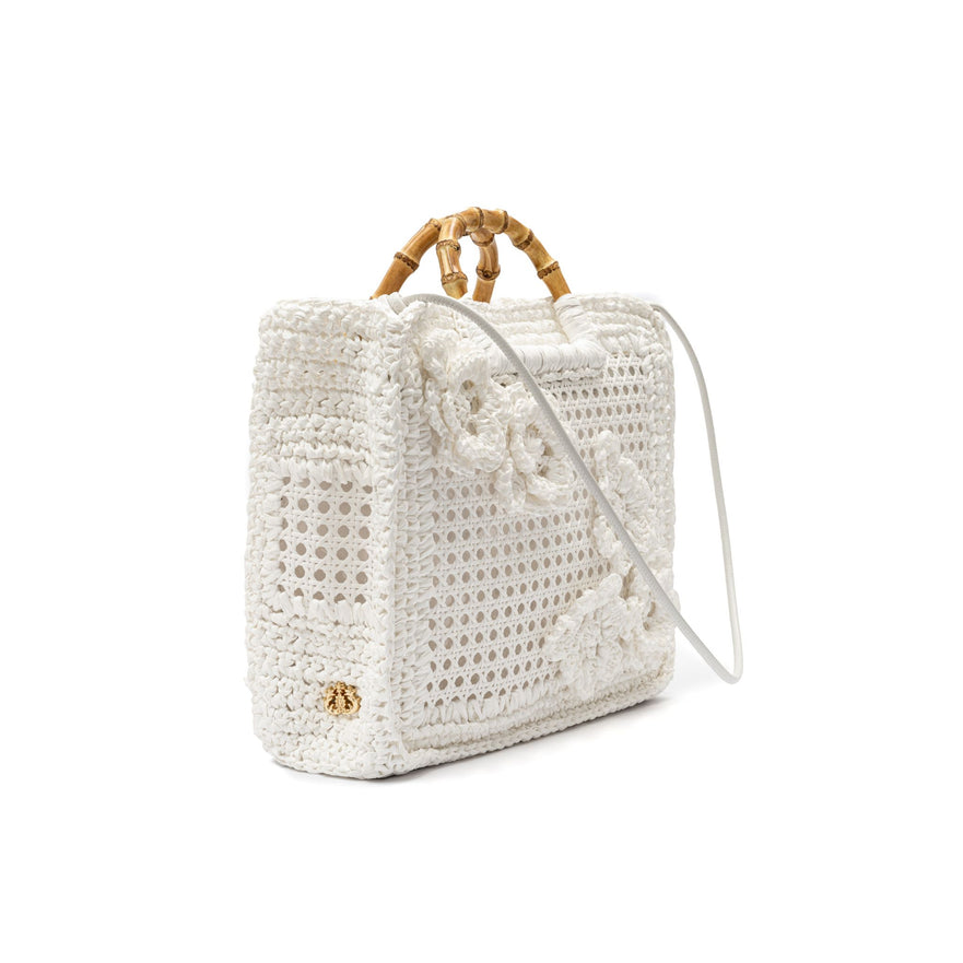 BOLSA TOTE FIORE HANDMADE  GRANDE RÁFIA BRANCA