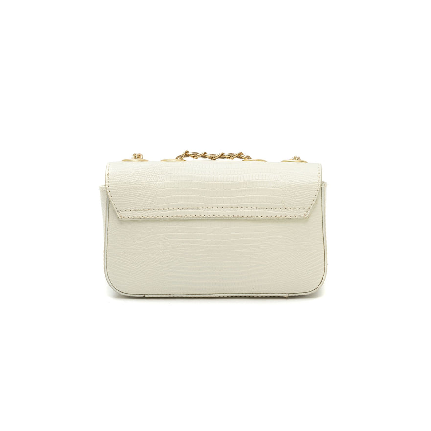 BOLSA BAGUETE ANNE MINI COURO LIZARD VANILLA OURO